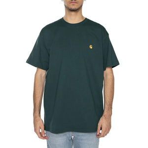 S/S Chase T-Shirt Dark Fir / Gold - Maglietta Girocollo Uomo Verde I026391.30YXX . CARHARTT WIP 