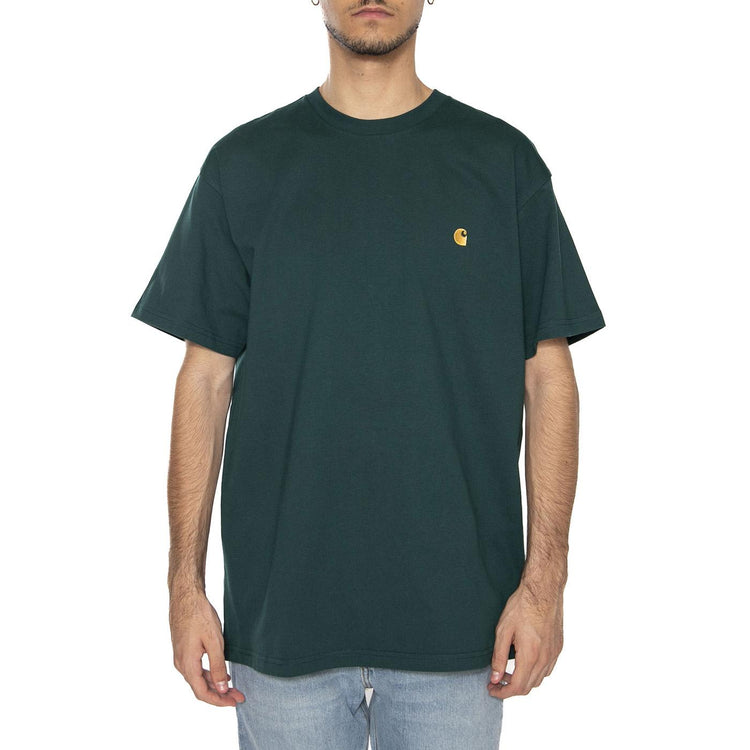 S/S Chase T-Shirt Dark Fir / Gold - Maglietta Girocollo Uomo Verde I026391.30YXX . CARHARTT WIP 