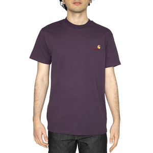 S/S American Script T-Shirt Huckleberry - Maglietta Girocollo Uomo Viola I029956.HUXX  CARHARTT WIP 