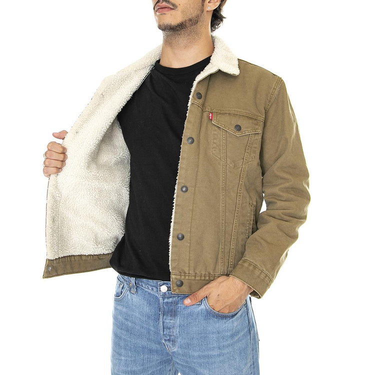 Type 3 Sherpa Trucker Washed Cougar Canv - Giacca Invernale Uomo Marrone 16365-0158  LEVIS 