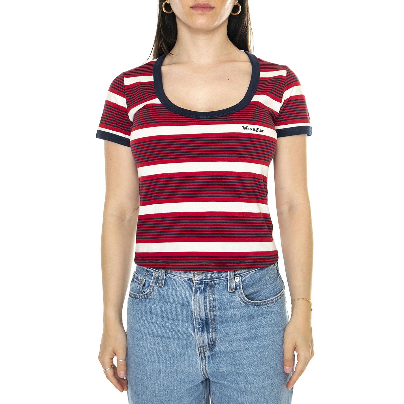 Scoop Neck Ringer Tee Red - Maglietta Girocollo Donna Multicolore 112350311  WRANGLER 