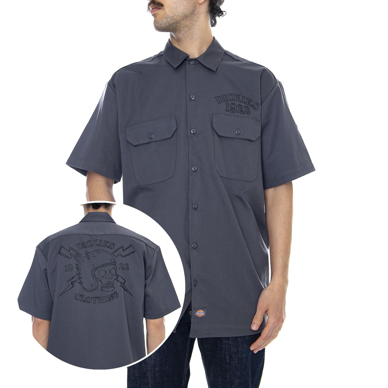 Yolun - Charcoal Grey - Camicia Maniche Corte Uomo Grigia 05 200349-CH . DICKIES 
