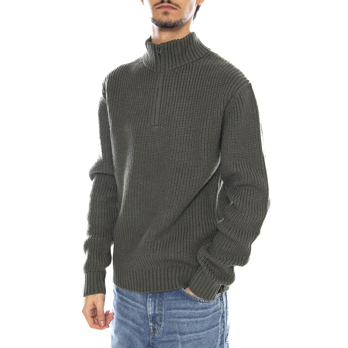 Clean Half Zip Knit Olive Gray - Maglione Collo Alto Uomo Grigio 112370539 . LEE 