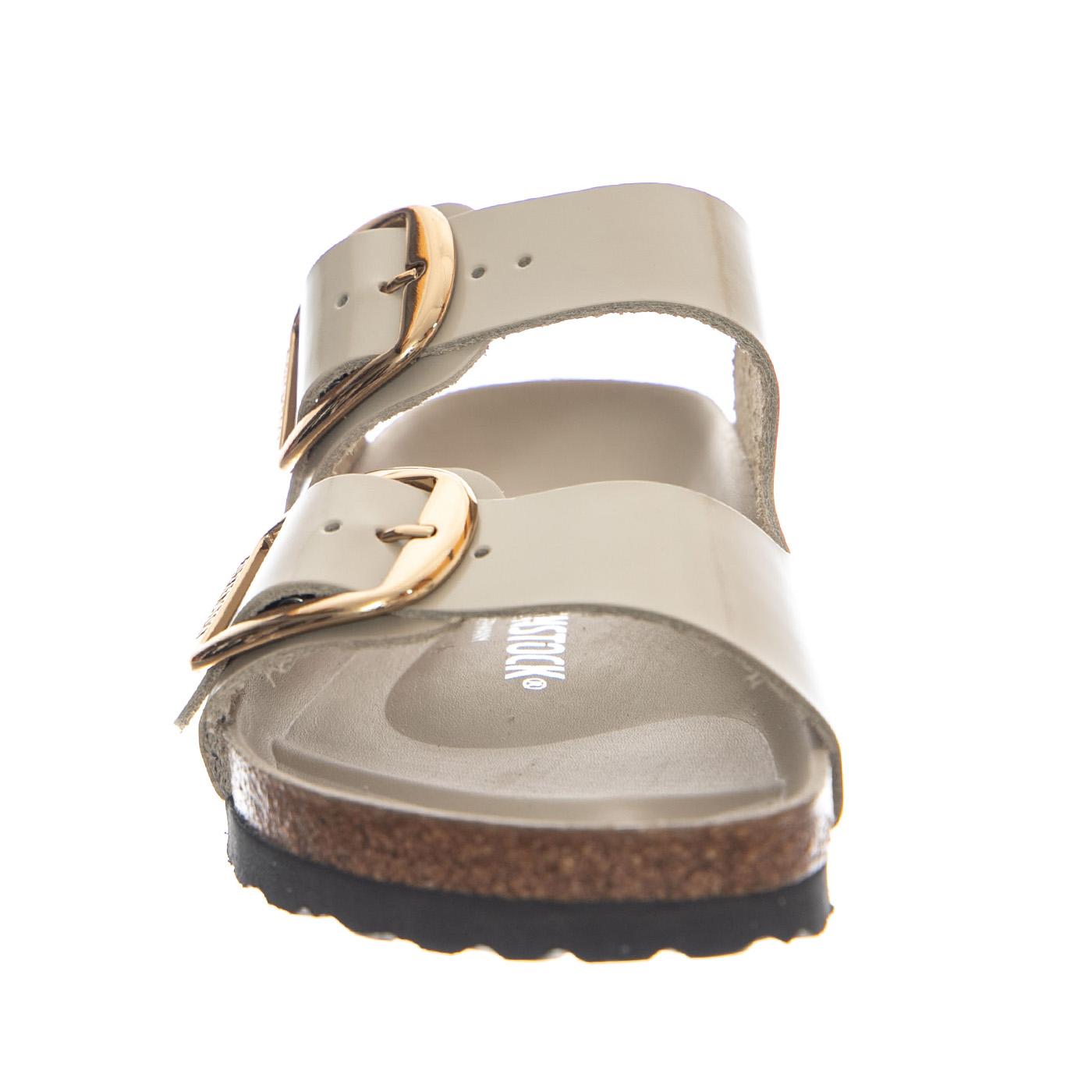Arizona Big Buckle HEX Natural Lea Narrow Fit Shine Oyster - Sandali Donna Bianchi 1031873 SHO BIRKENSTOCK 