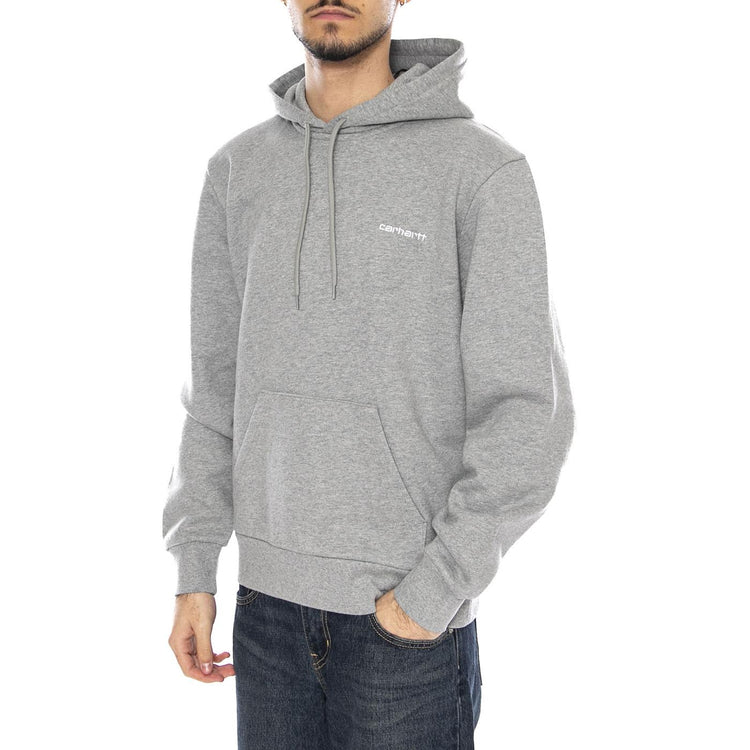Hooded Script Embroidery Sweat -- Felpa Uomo Cappuccio Grigia I035392.00DXX . CARHARTT WIP 
