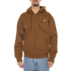 Hooded American Script Jacket Hamilton Brown - Felpa con Cappuccio Uomo Marrone I033063.HZXX . CARHARTT WIP 