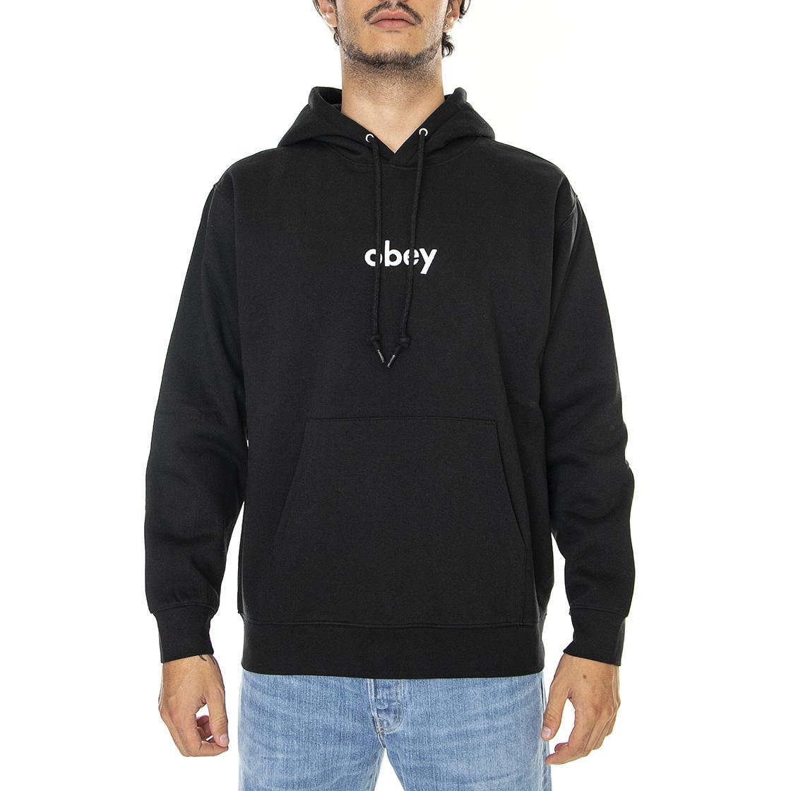 Obey Lowercase Hood Specialty Fleece Black - Felpa con Cappuccio Uomo Nera 112470162-BLK  OBEY 