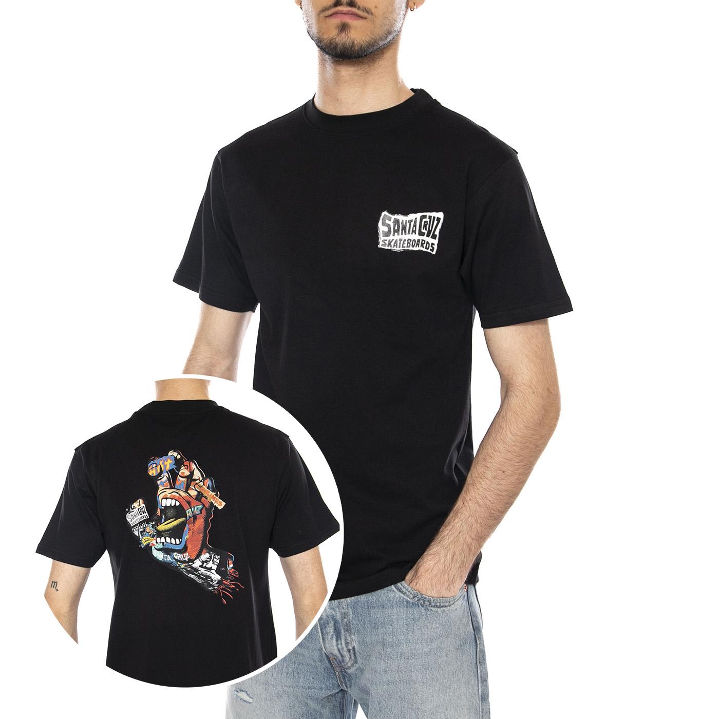 COLLAGE HAND T-SHIRT - Maglietta Girocollo Uomo Nera SCA-TEE-13251 BLK SANTA CRUZ 