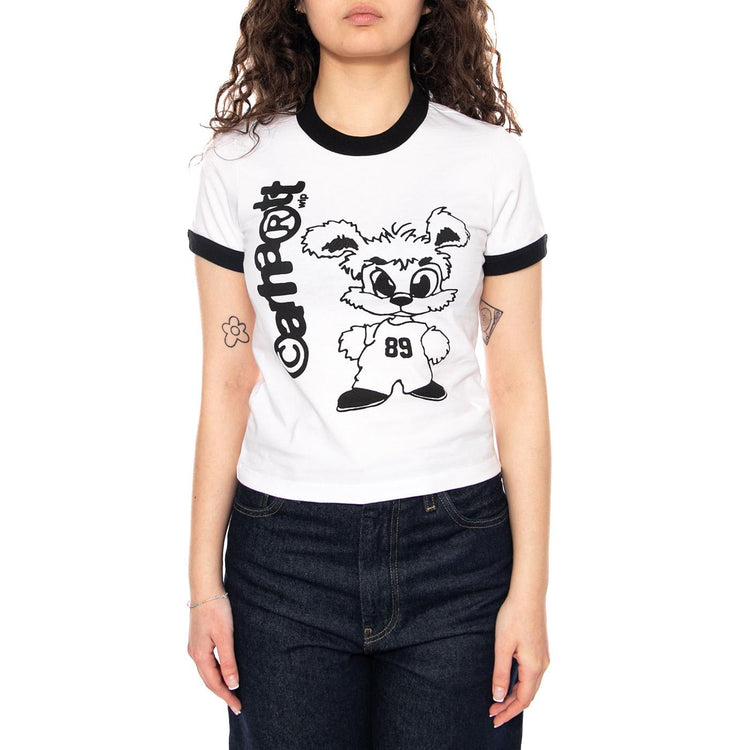 W' S/S IP Ringer T-Shirt White / Black - Maglietta Girocollo Donna Bianca I036392 00AXX CARHARTT WIP 