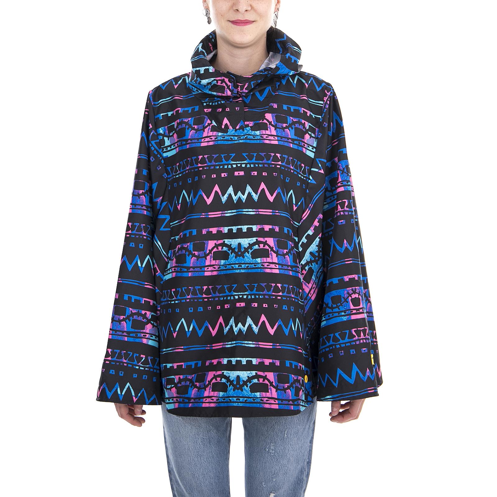WOMEN S VOYAGE PONCHO 00090 ZIG ZAG BLACK BLUE 15005-00090  HERSCHEL 