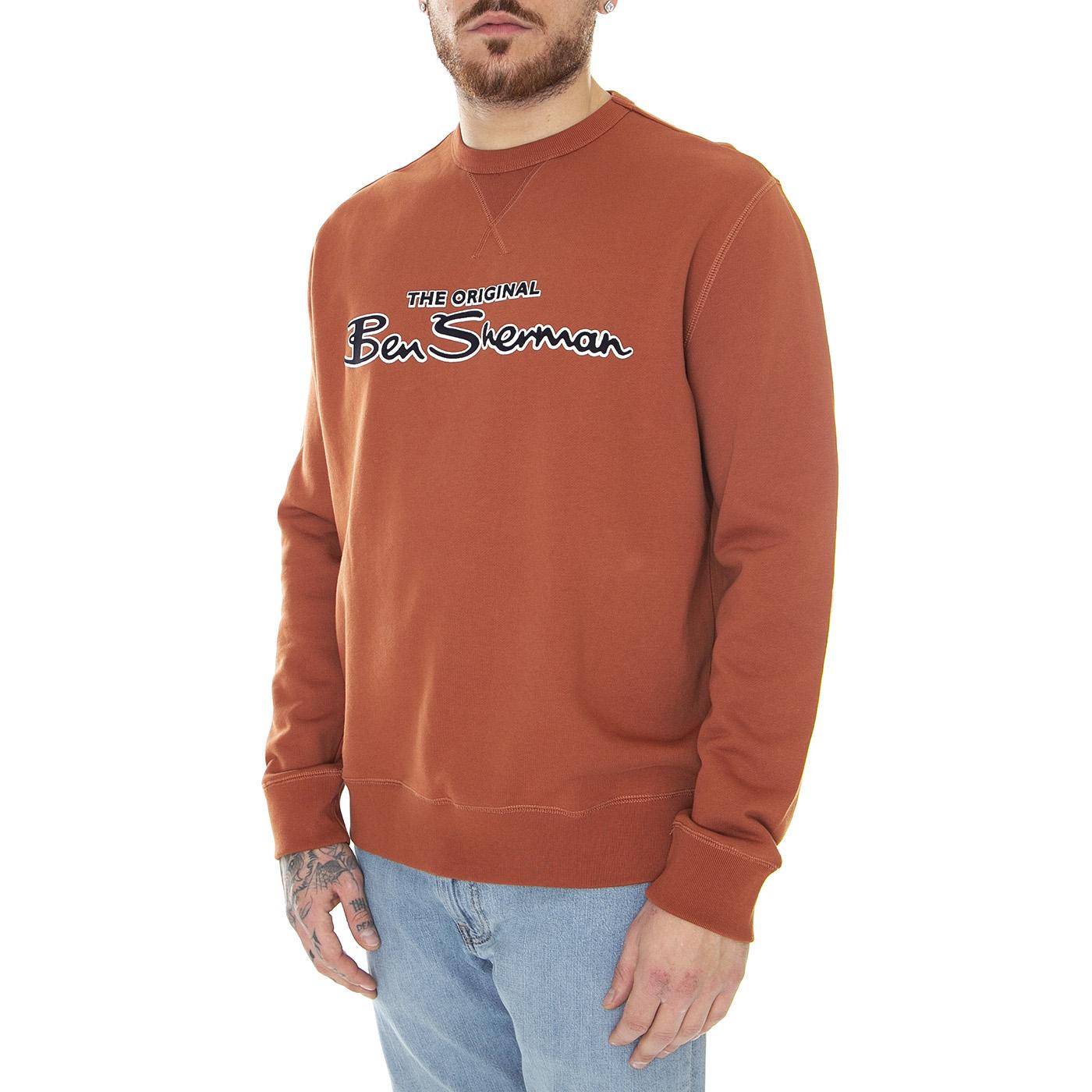 Signature Logo Sweat Sienna - Felpa Girocollo Uomo Marrone 59337-075  BEN SHERMAN 