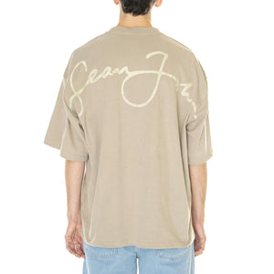 M' SJ Script Logo Backprint Peached Tee Sand - Maglietta Girocollo Uomo Beige 6037513/231-02  SEAN JOHN 