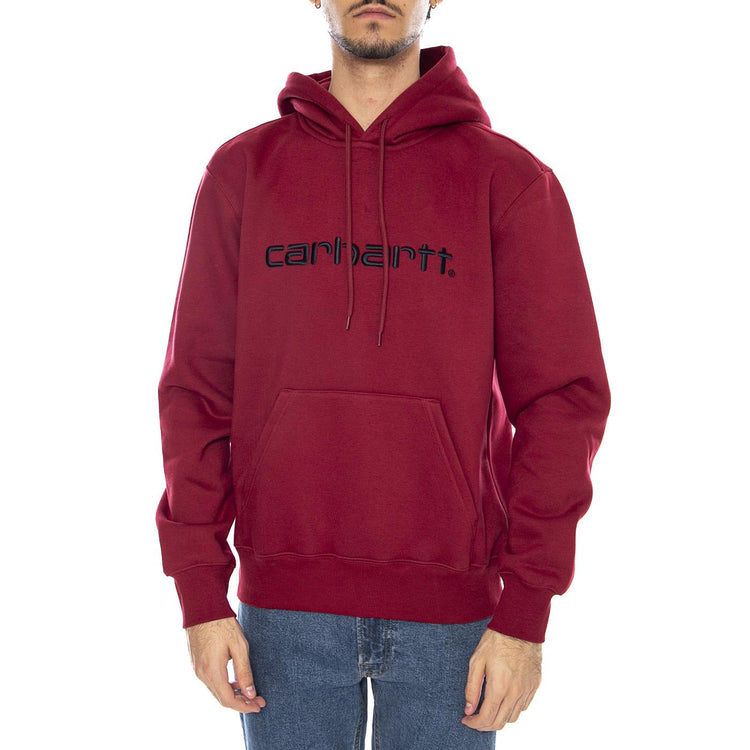 Hooded Carhartt Sweat Scarlet / Graphite - Felpa con Cappuccio Uomo Bordeaux I030547.38FXX  CARHARTT WIP 