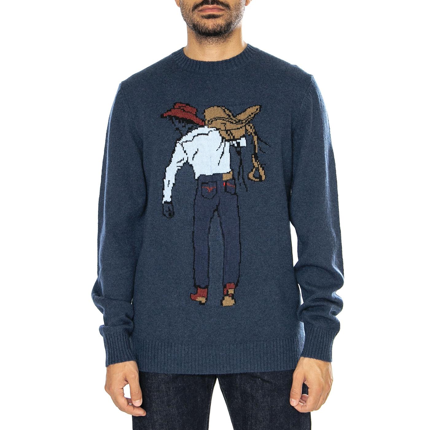 Original HM Sweater Saddleman Intarsia S Multicolor - Maglione Girocollo Uomo Blu A4320-0019  LEVIS 