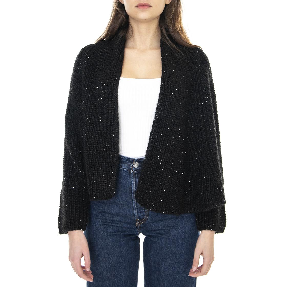 021SD53059 - Cardigan Donna Nero Diamante 021SD53059 -S3000  ALESSIA SANTI 
