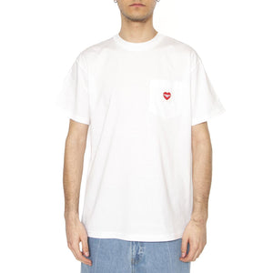 S/S Pocket Heart T-Shirt White / Red - Maglietta Girocollo Uomo Bianca I032128.1WZXX . CARHARTT WIP 