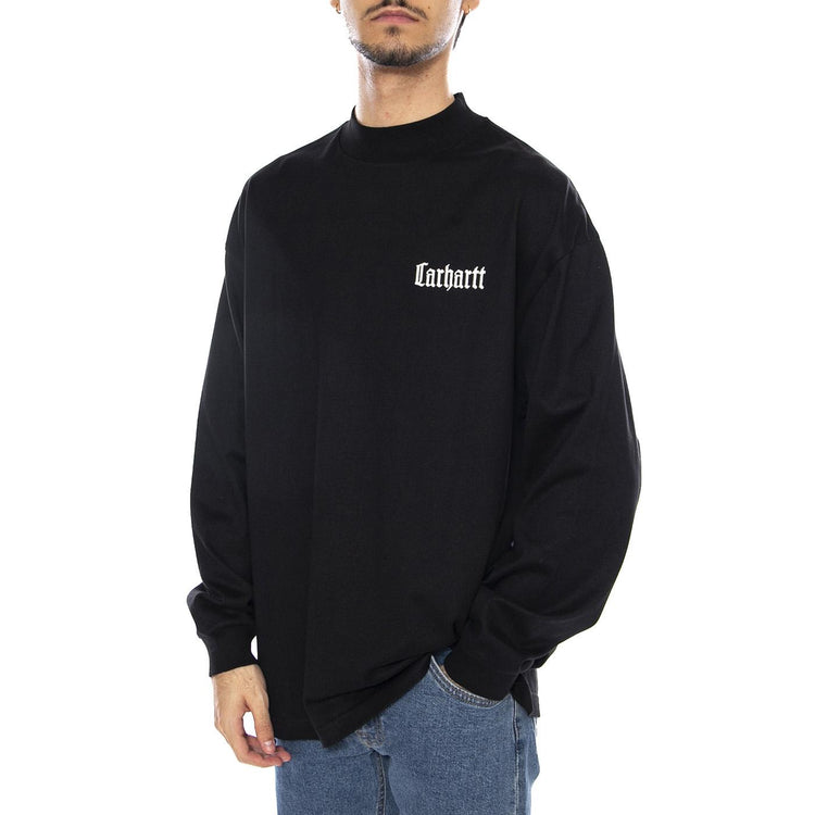 L/S Schooling Mockneck T-Shirt Black / Wax - Maglietta Girocollo Maniche Lunghe Uomo Nera I035447.K02XX  CARHARTT WIP 