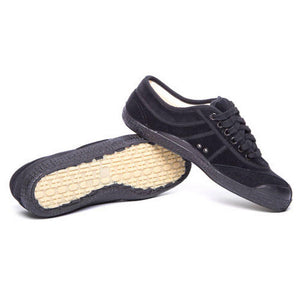 Basic Players Velvet Shoes - Black - Scarpe Stringate Profilo Basso Uomo / Donna Velluto Nere 75495_4  KAWASAKI 