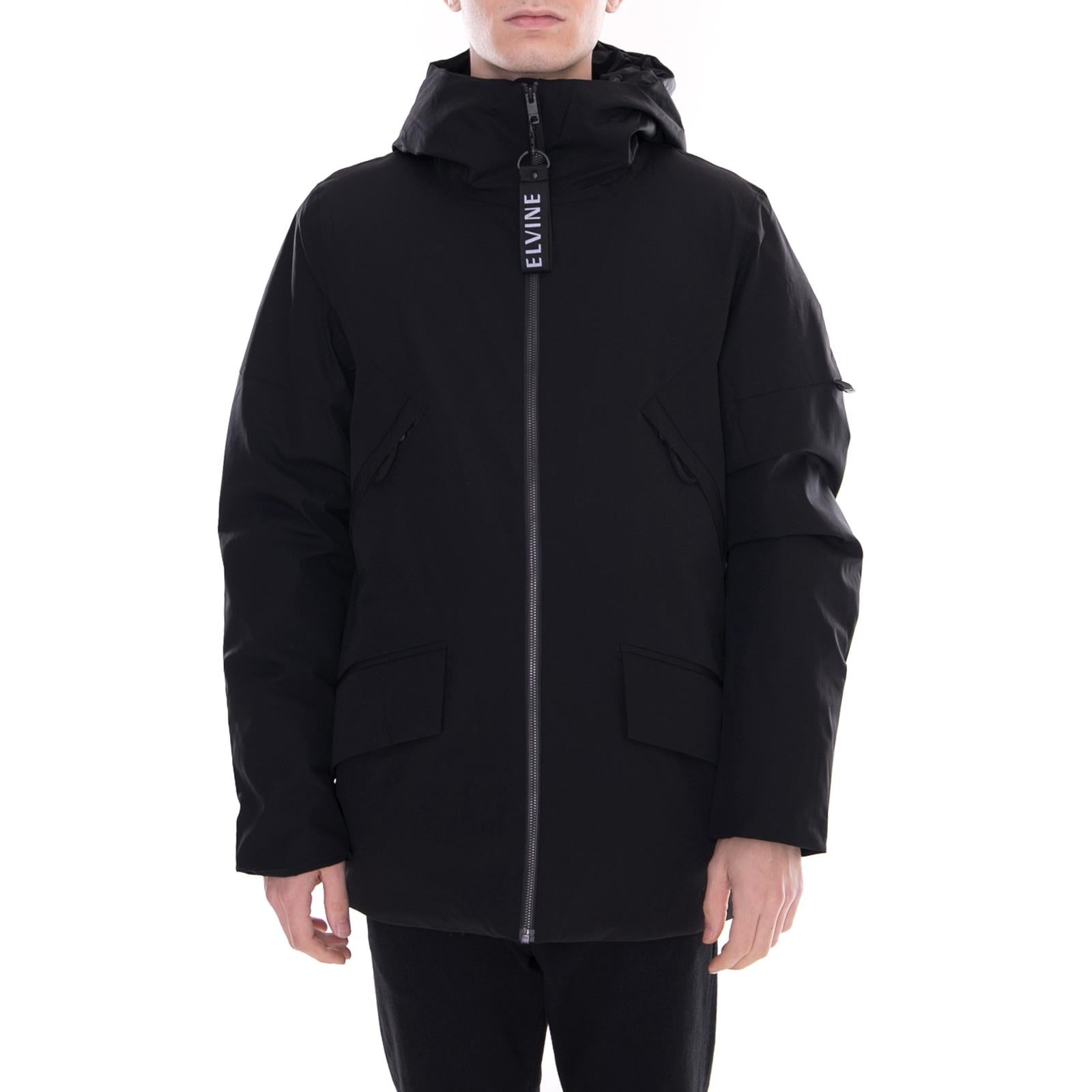 Mens Cole Black Hooded Jacket S 183006-110  ELVINE 