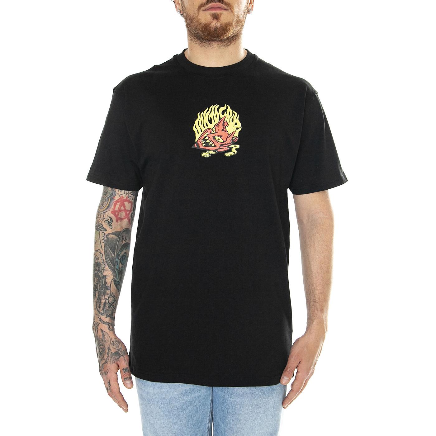 Delfino Devil Mask Front Black - Maglietta Girocollo Uomo Nera SCA-TEE-10863  SANTA CRUZ 