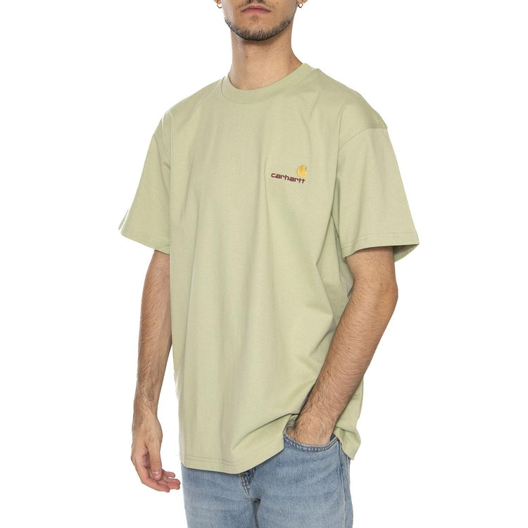 S/S American Script T-Shirt Pale Olive - Maglietta Girocollo Uomo Verde I029956.UVXX . CARHARTT WIP 