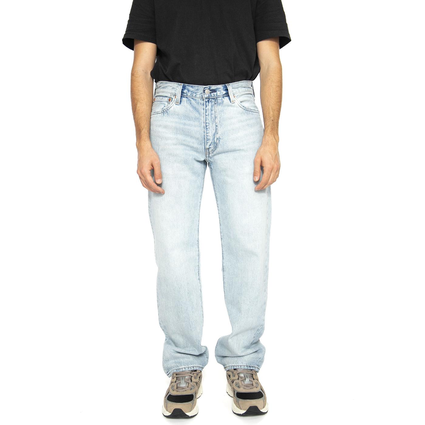 555 Relaxed Straight Baby Blu Essential - Pantaloni Denim Jeans Uomo Blu 000LO-0005  LEVIS 