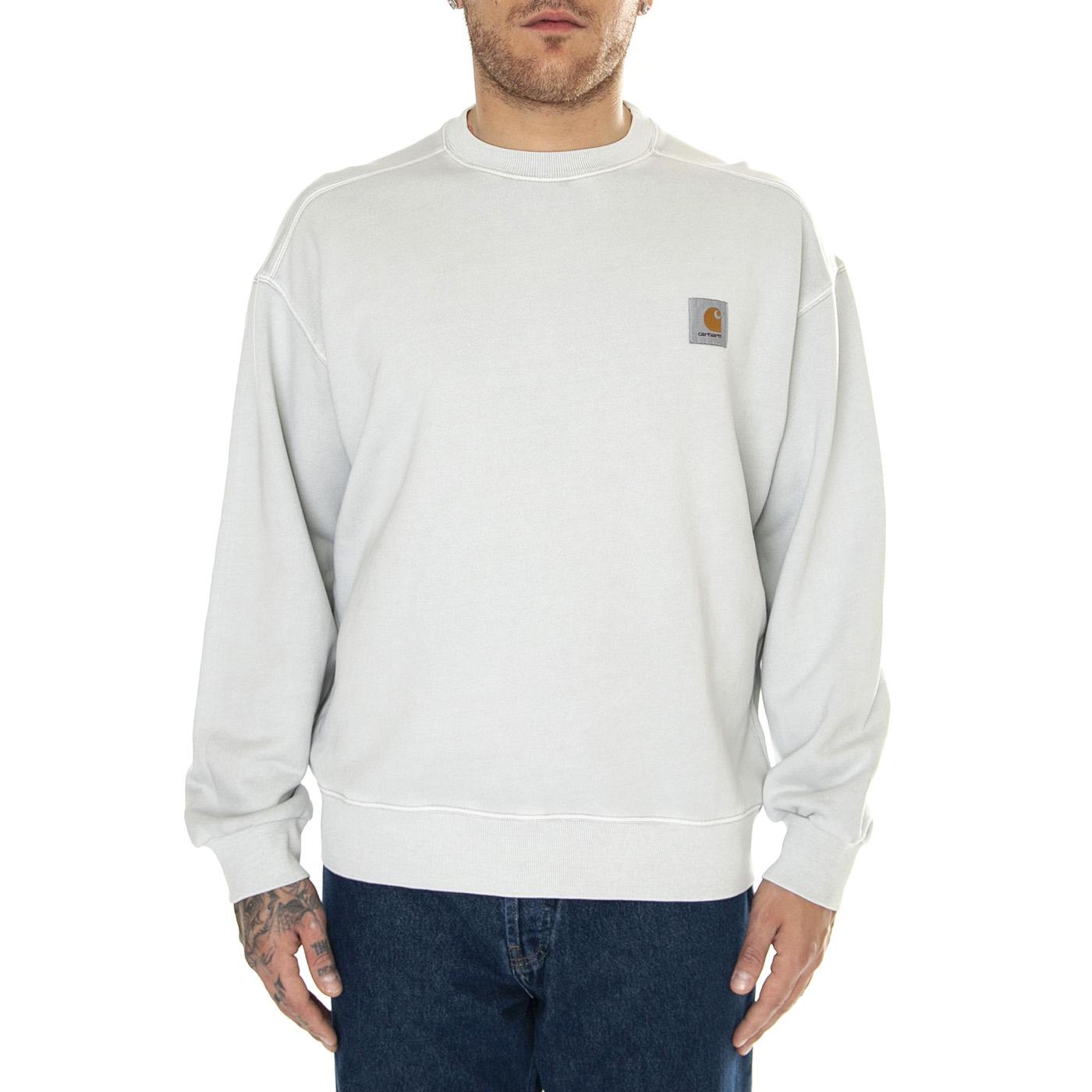 Nelson Sweat Sonic Silver /garment dyed - Felpa Girocollo Uomo Grigia - Felpa Girocollo Uomo Grigia I029957.1YEGD  CARHARTT WIP 