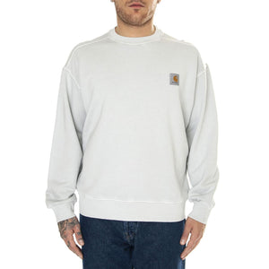 Nelson Sweat Sonic Silver /garment dyed - Felpa Girocollo Uomo Grigia - Felpa Girocollo Uomo Grigia I029957.1YEGD  CARHARTT WIP 