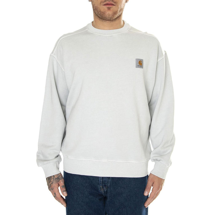 Nelson Sweat Sonic Silver /garment dyed - Felpa Girocollo Uomo Grigia - Felpa Girocollo Uomo Grigia I029957.1YEGD  CARHARTT WIP 