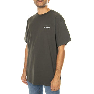 S/S Script Embroidery T-Shirt Cypress / White - Maglietta Girocollo Uomo Verde I030435.00XXX  CARHARTT WIP 