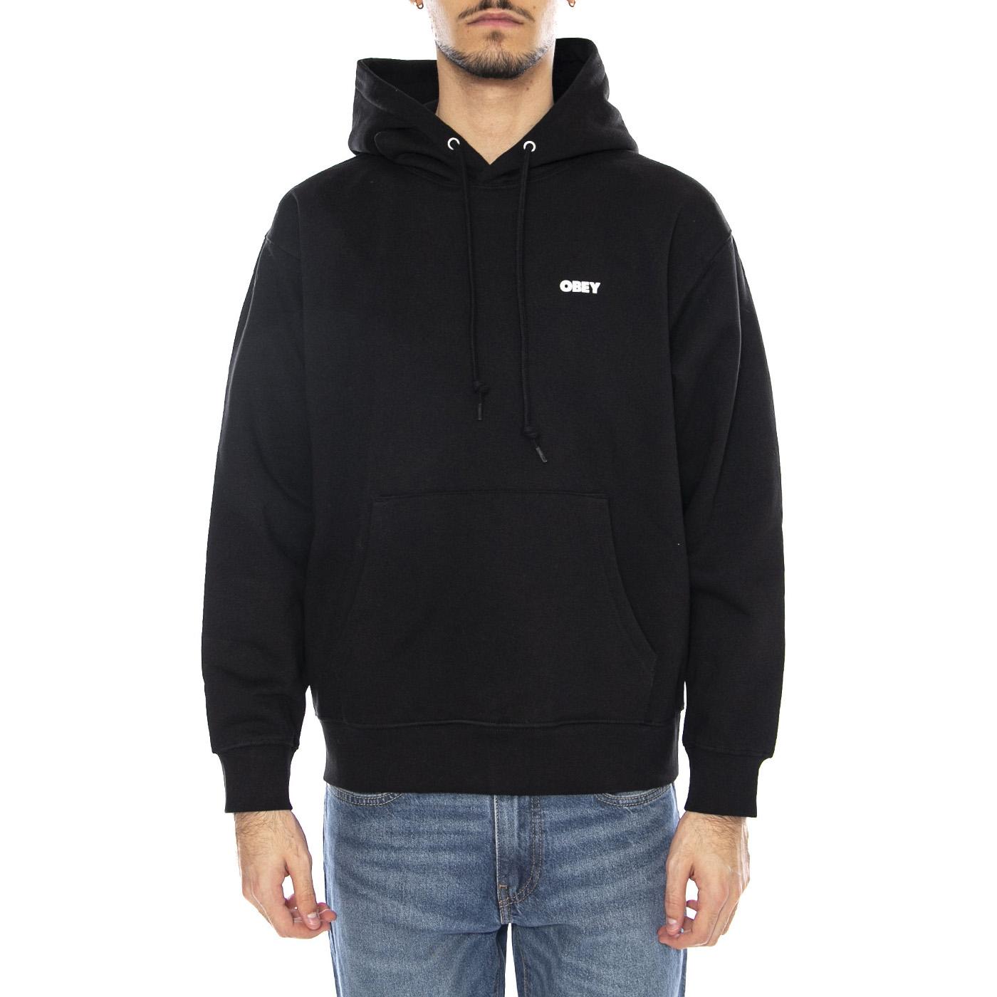OBEY Quarter Icon Fleece Black -- Felpa con Cappuccio Uomo Nera 112844193 BLK OBEY 