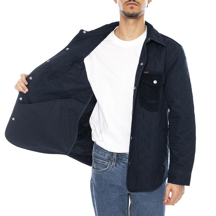 Mixed Media Overshirt Rivet Navy - Giacca Sovracamicia UomoBlu 112371324 . LEE 