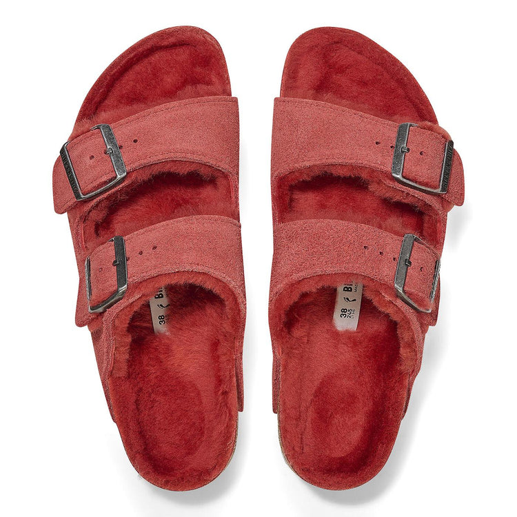 W' Arizona Shearling Sienna Red, Suede Leather Sandals - Sandali Donna Rossi 1025710  BIRKENSTOCK 