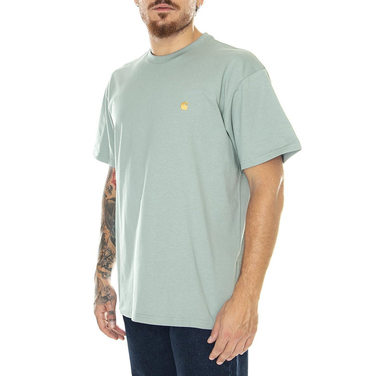 S/S Chase T-Shirt Glassy Teal / Gold - Maglietta Girocollo Uomo Verde I026391.1R1XX  CARHARTT WIP 