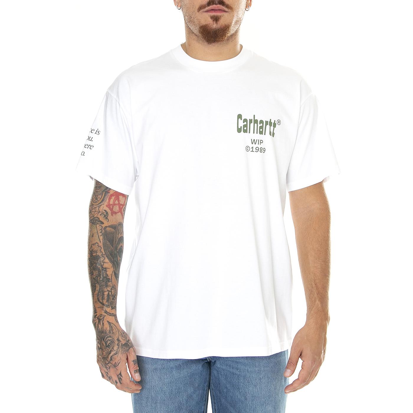 S/S Home T-Shirt White / Dollar Green - Maglietta Girocollo Uomo Bianca I032398.1LFXX  CARHARTT WIP 