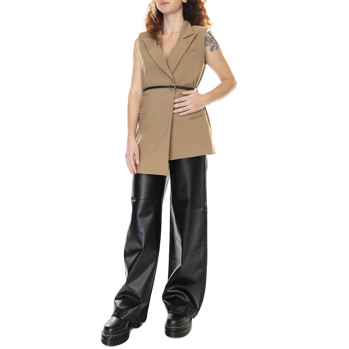 021SD35030 Gilet+Cintura - Giacca Smanicata Donna Beige / Nocciola 021SD35030 -S3350 . ALESSIA SANTI 