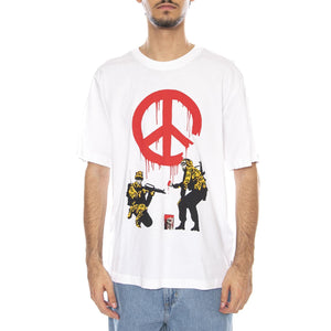 Banksy SS Relax Tee Bright White - Maglietta Girocollo Uomo Bianca con stampa Banksy 22035158-4825923 . ONLY & SONS 