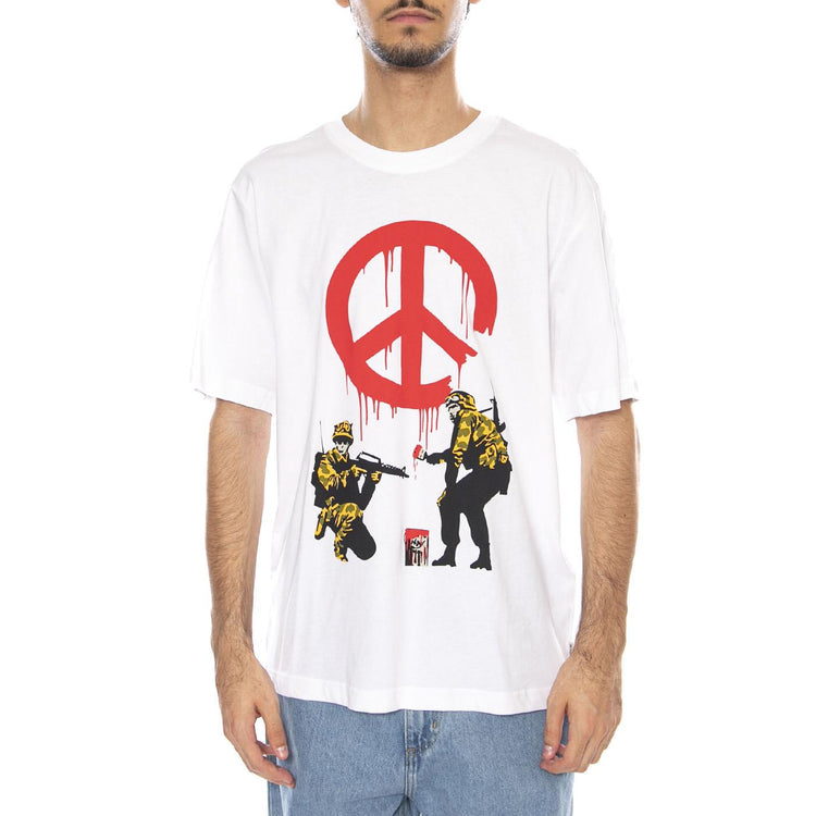 Banksy SS Relax Tee Bright White - Maglietta Girocollo Uomo Bianca con stampa Banksy 22035158-4825923 . ONLY & SONS 