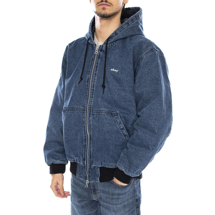 Wiltern Zip Up Hood Jacket Stone Wash Blue - Giacca con Cappuccio Uomo Blu 121800573 STN OBEY 