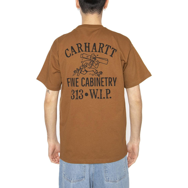 S/S Cabinetry T-Shirt Hamilton Brown / Black - Maglietta Girocollo Uomo Marrone I034779.08WXX  CARHARTT WIP 