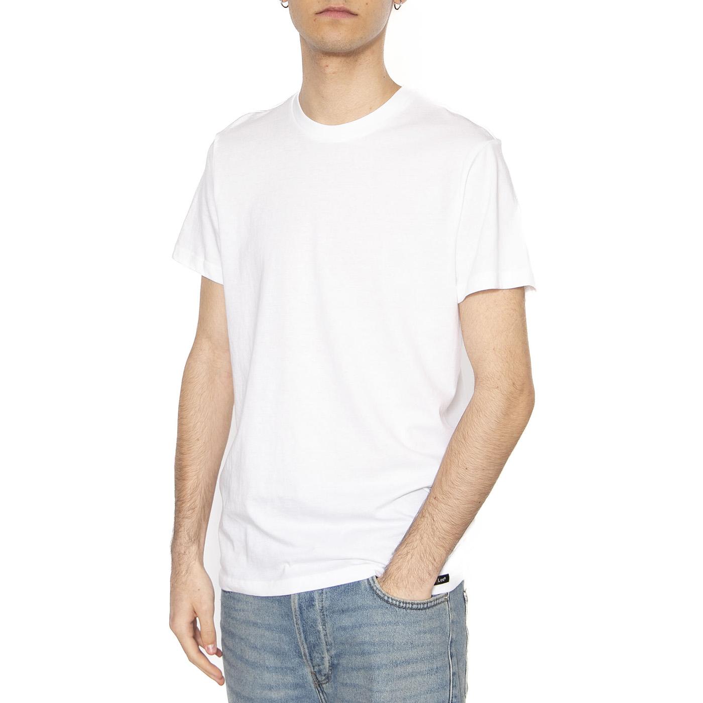 Twin Pack Crew White - Set da Due Magliette Girocollo Uomo Bianca e Nera 112117018  LEE 