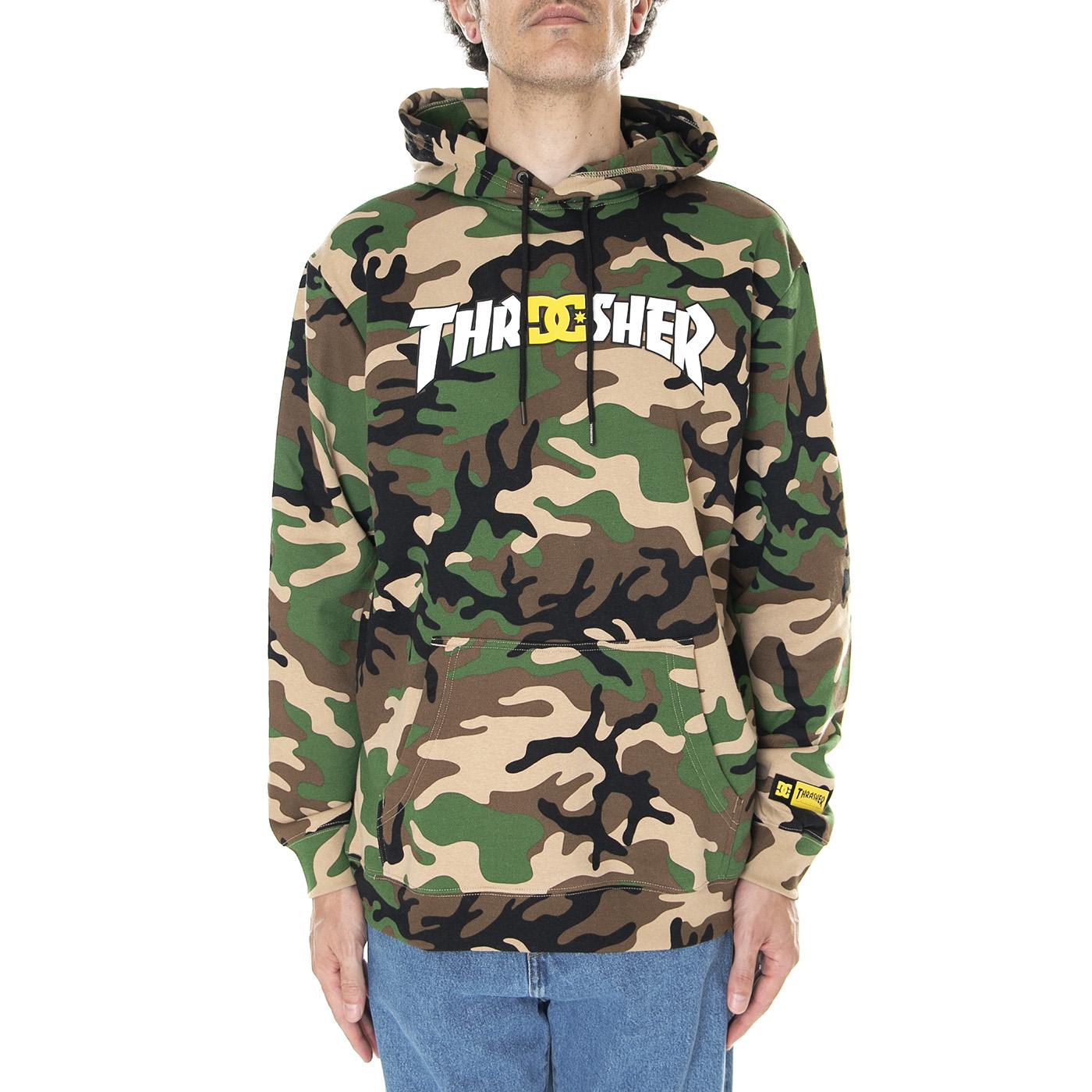 M' DC x Thrasher Ph Army Camo - Felpa con Cappuccio Uomo Camo ADYFT03399-XCGK  DC 
