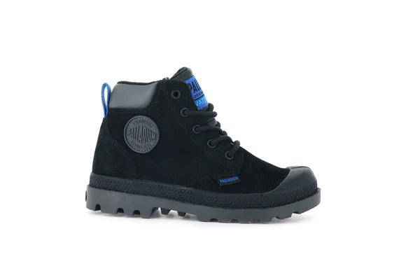 Pampa Hi Cuff Wp Oz Black / Black - Scarpe Stringate Profilo Alto Bambini Nere PAK57216-010-M  PALLADIUM 