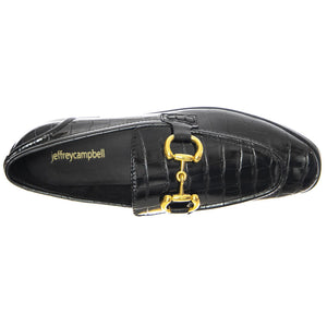 W' Velviteen Black Croco - Mocassini Donna Neri JCSJCD-131-1-17-BLA  JEFFREY CAMPBELL 