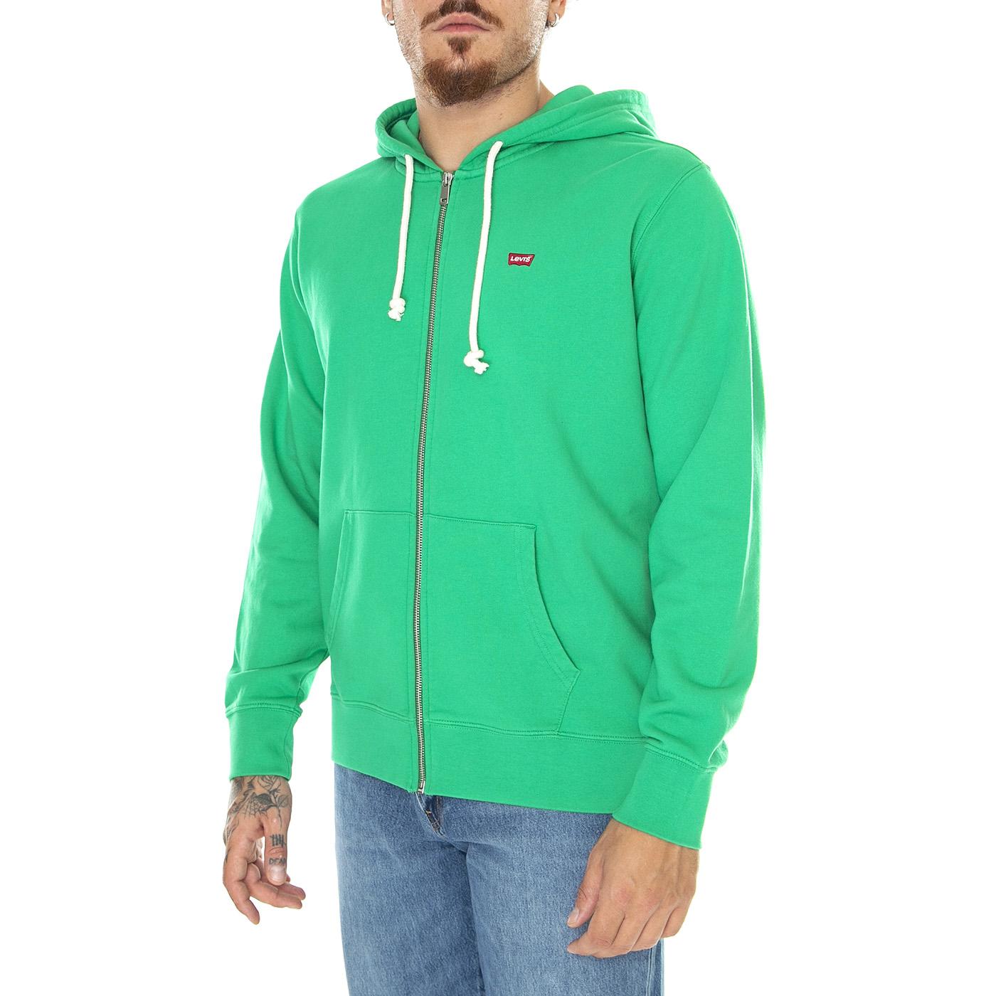 M' New Original Zip Up Bright Green Hoodie - Felpa con Cappuccio Uomo Verde 34584-0024  LEVIS 