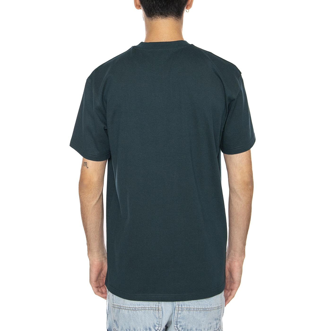 S/S American Script T-Shirt Deep Lagoon - Maglietta Girocollo Uomo Verde I029956.0AUXX . CARHARTT WIP 