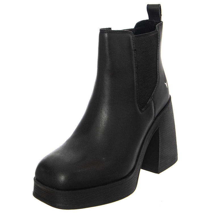 PRIORITY BLACK LEATHER - Stivaletti alla Caviglia Donna Neri WSSPRIORITY-BLK . WINDSOR SMITH 