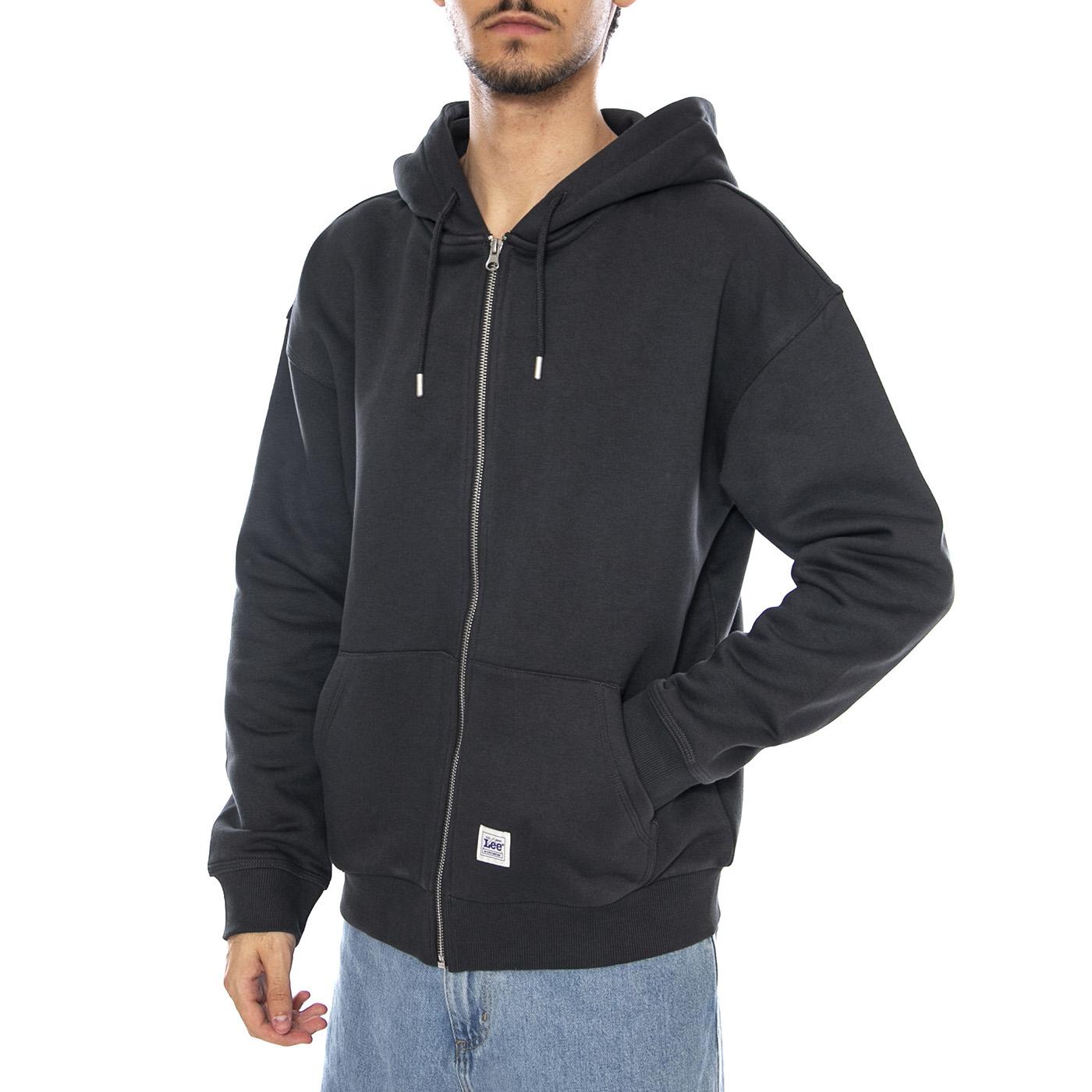 WW Full Zip Hoodie Washed Black - Felpa con Cappuccio e Zip Uomo Nera 112372356  LEE 