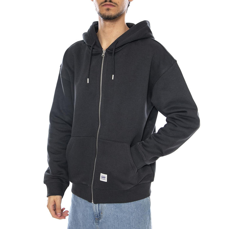 WW Full Zip Hoodie Washed Black - Felpa con Cappuccio e Zip Uomo Nera 112372356  LEE 