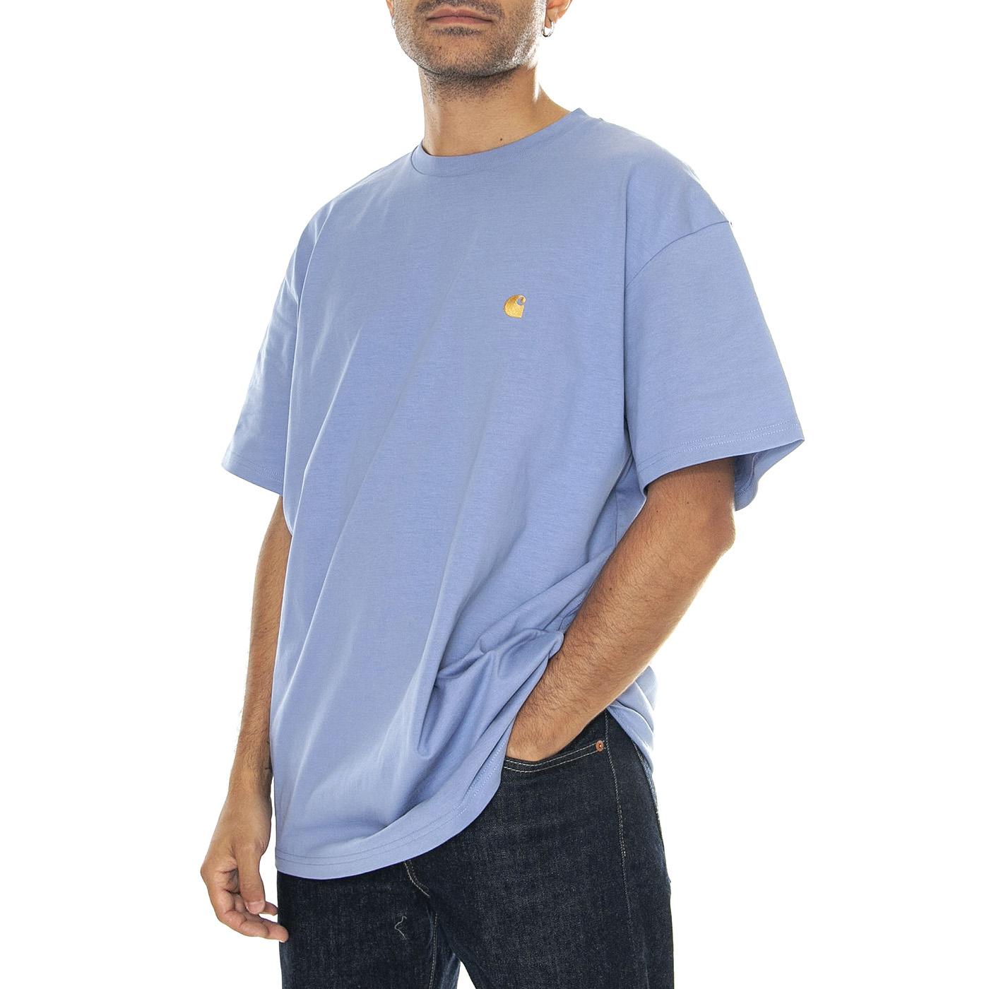 S/S Chase T-Shirt Charm Blue / Gold - Maglietta Girocollo Uomo Viola I026391.29XXX  CARHARTT WIP 